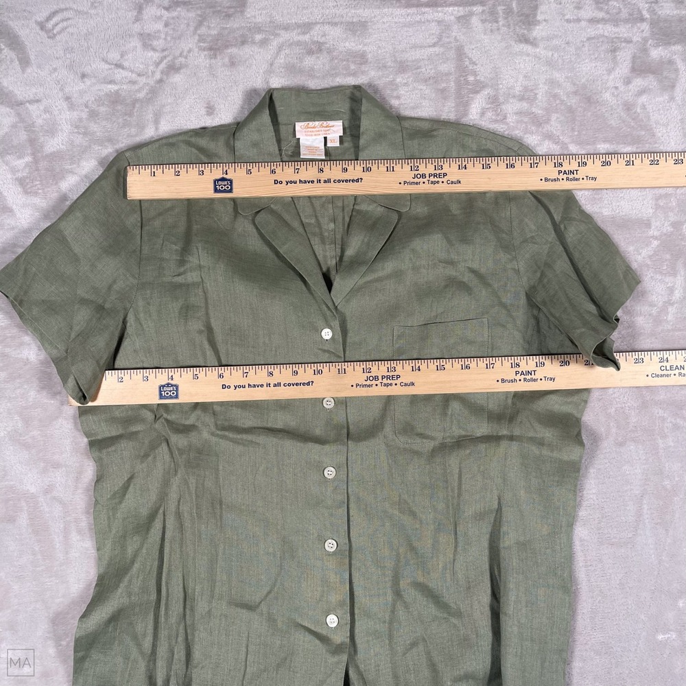 Brooks Brothers Womens Blouse 100% Irish Linen Coastal Summer Lightweight XL Grn - Picture 3 of 6